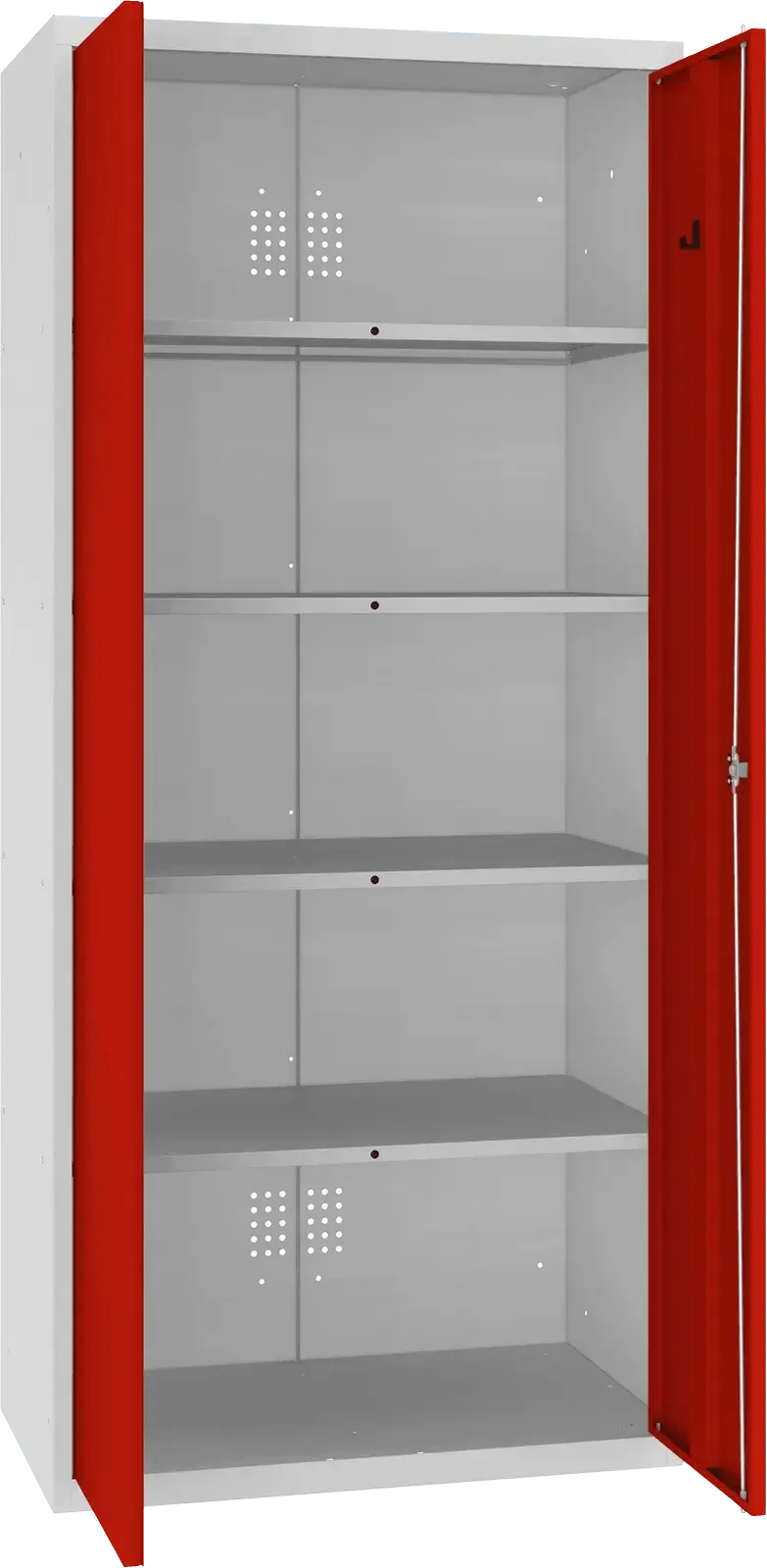 Inventoriaus spinta Classic 1800x800x500 mm – šviesiai pilka / raudona