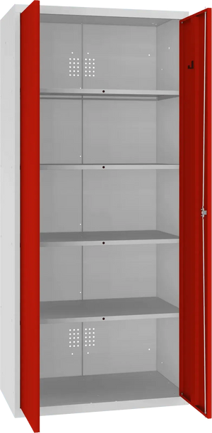 Inventoriaus spinta Classic 1800x800x500 mm – šviesiai pilka / raudona