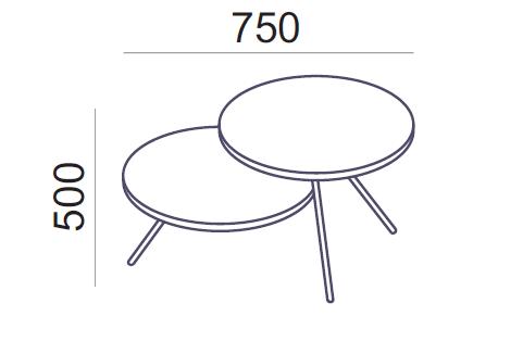 Kavos staliukas Round 2, skersmuo 55 cm, aukštis 50 ir 77 cm