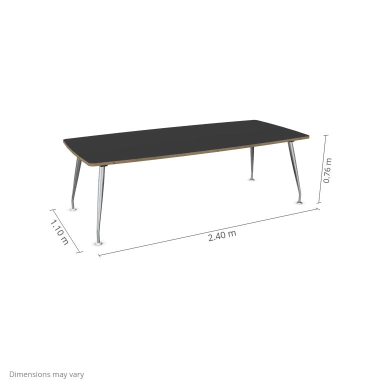 Konferencijų stalas Sirium Prestige Chrome, statinės formos, 240 cm x 110 cm – Juoda/Ąžuolo