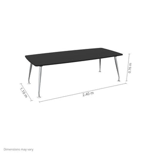 Konferencijų stalas Sirium Prestige Chrome, statinės formos, 240 cm x 110 cm – Juoda