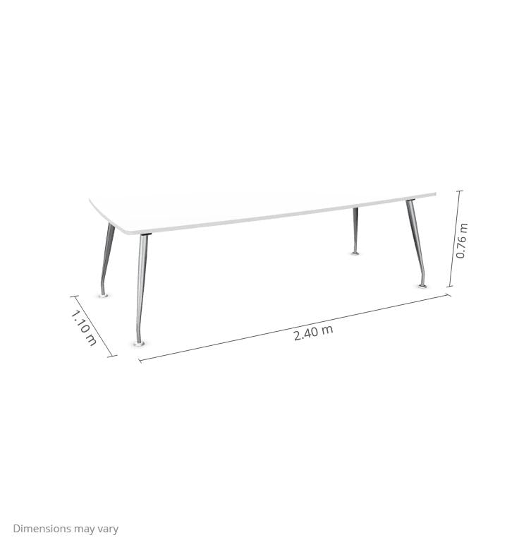 Konferencijų stalas Sirium Prestige Chrome, statinės formos, 240 cm x 110 cm – Balta