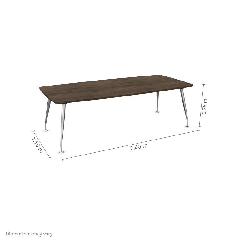 Konferencijų stalas Sirium Prestige Chrome, statinės formos, 240 cm x 110 cm – Riešutmedžio