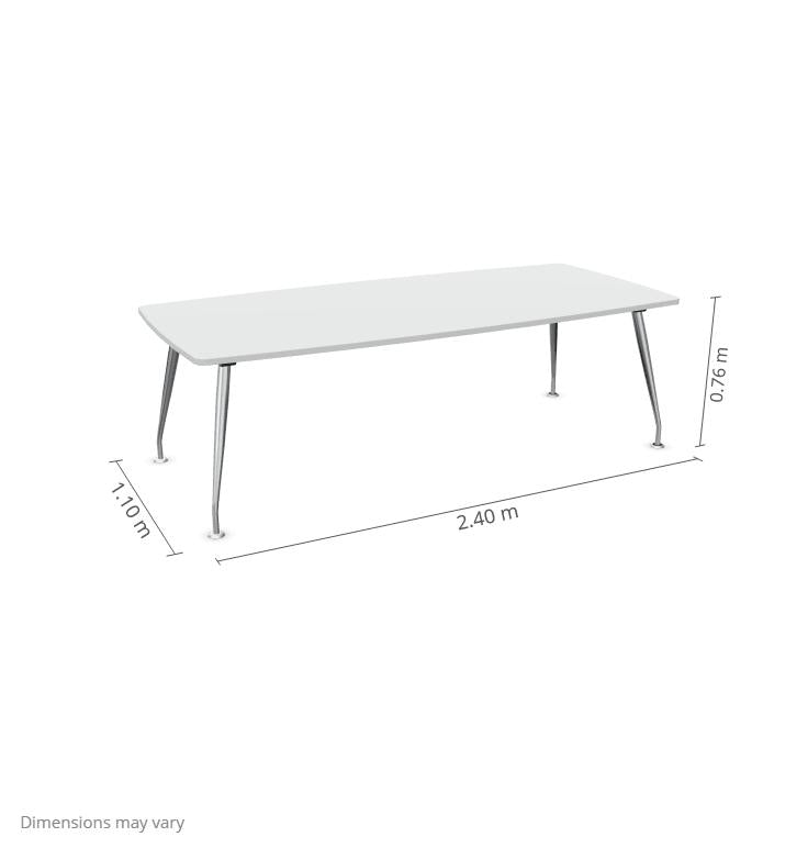 Konferencijų stalas Sirium Prestige Chrome, statinės formos, 240 cm x 110 cm – Pilka