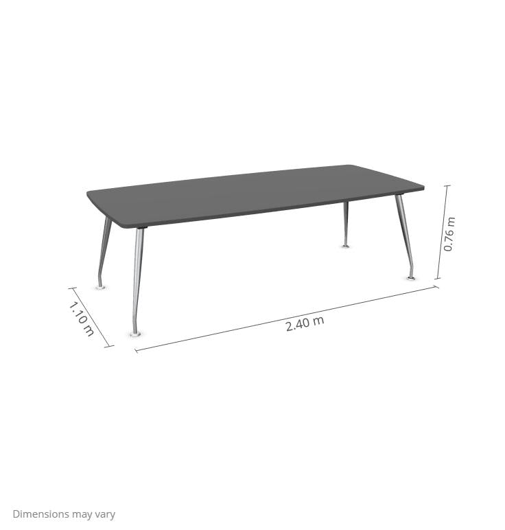 Konferencijų stalas Sirium Prestige Chrome, statinės formos, 240 cm x 110 cm – Grafito