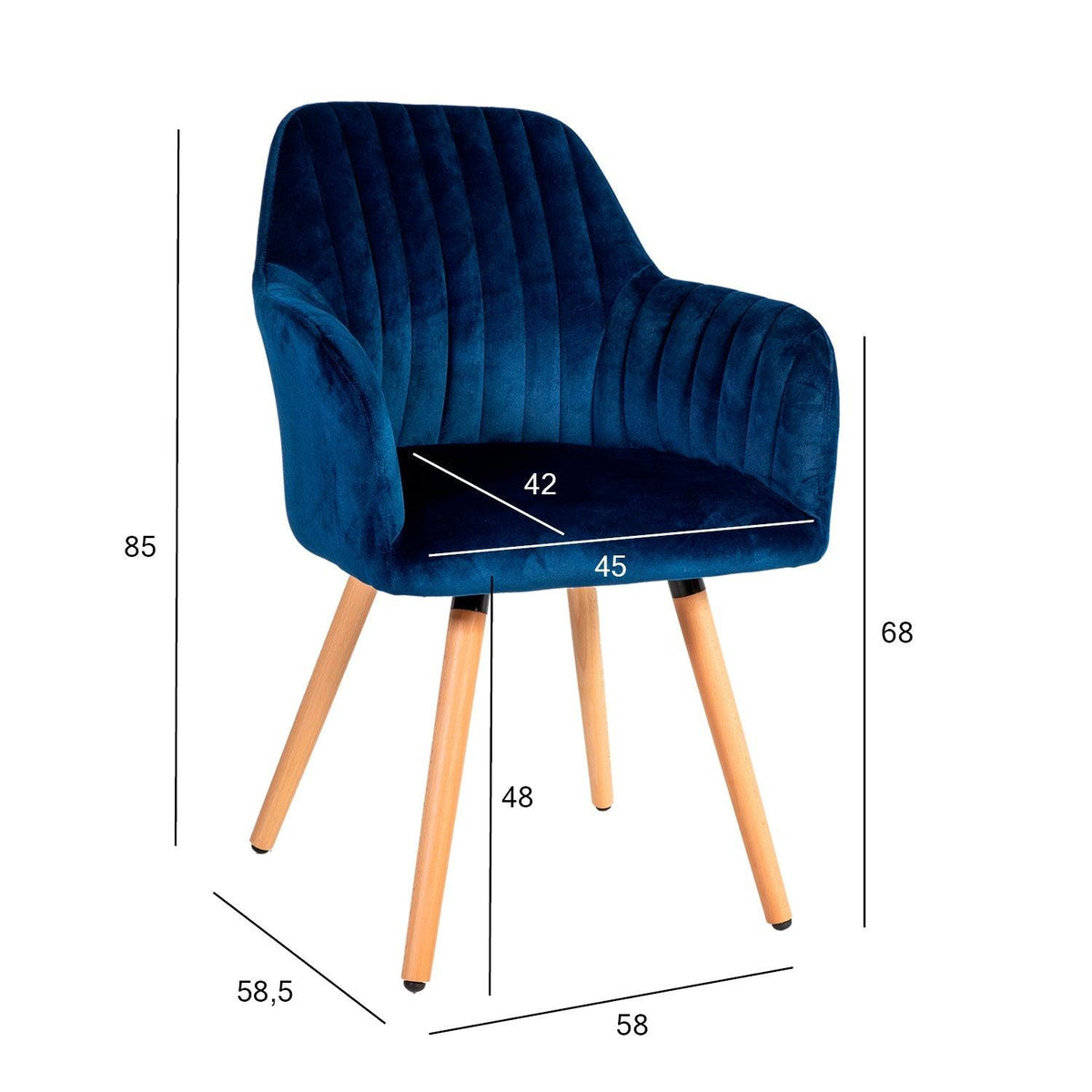 Kėdė ARIEL 58x585xH85cm medžiaga: audinys spalva: šviesiai mėlyna kojos: bukas