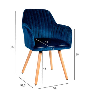 Kėdė ARIEL 58x585xH85cm medžiaga: audinys spalva: šviesiai mėlyna kojos: bukas