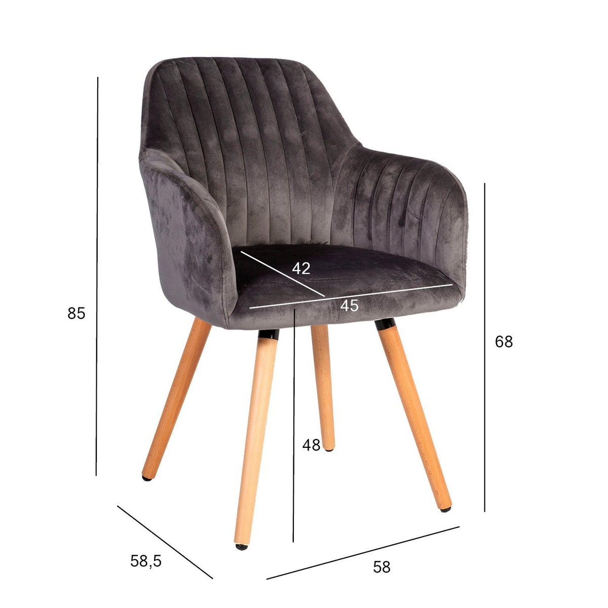 Kėdė ARIEL 58x585xH85cm medžiaga: audinys spalva: pilka kojos: buko medienos