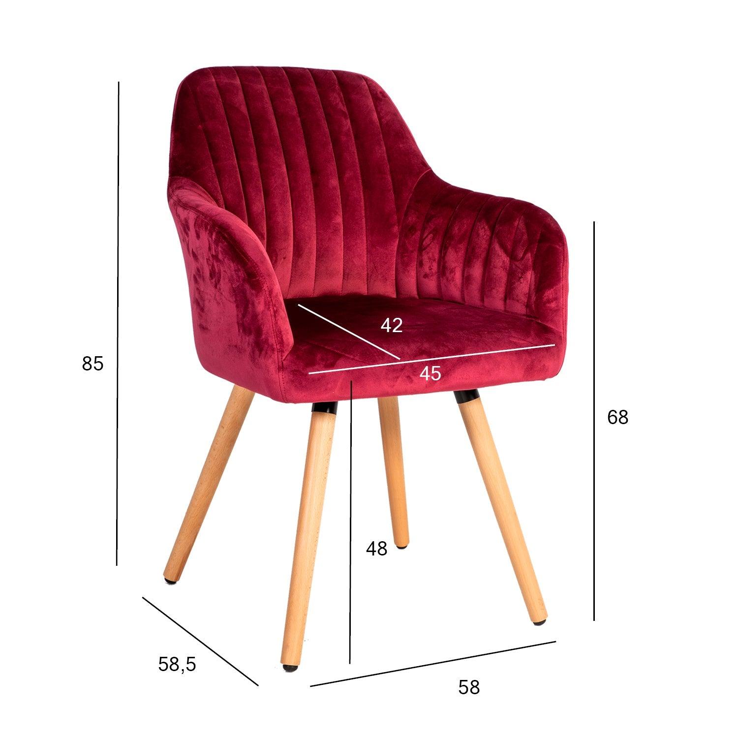 Kėdė ARIEL 58x585xH85cm medžiaga: audinys spalva: vyno raudona kojos: bukas