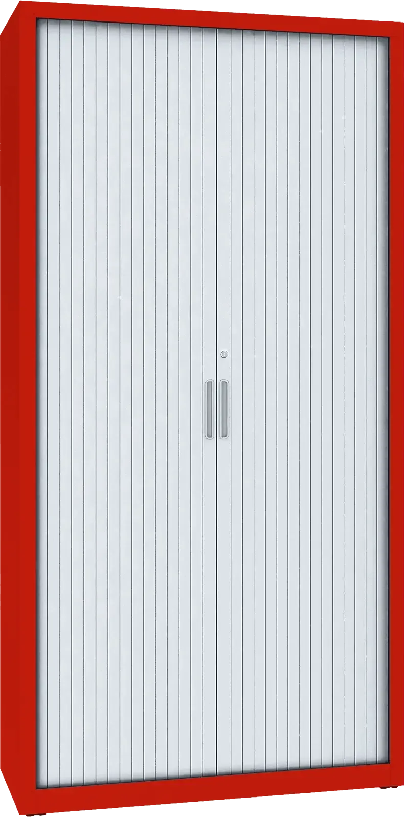 Metalinis dokumentų kabinetas Archive su žaliuzinėmis durimis 1990x1000x435 mm – raudona / sidabro