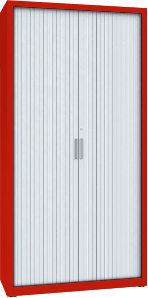 Metalinis dokumentų kabinetas Archive su žaliuzinėmis durimis 1990x1000x435 mm – raudona / sidabro