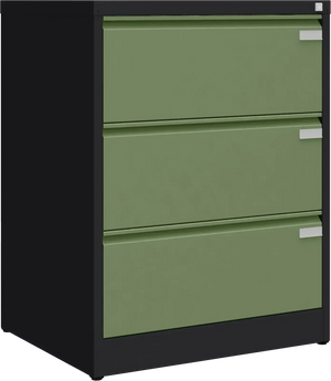 Metalinė kartotekos spinta Archive, 1007x775x633 mm, A4 formatui – juoda / žalia