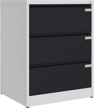 Metalinė kartotekos spinta Archive, 1007x775x633 mm, A4 formatui – šviesiai pilka / juoda