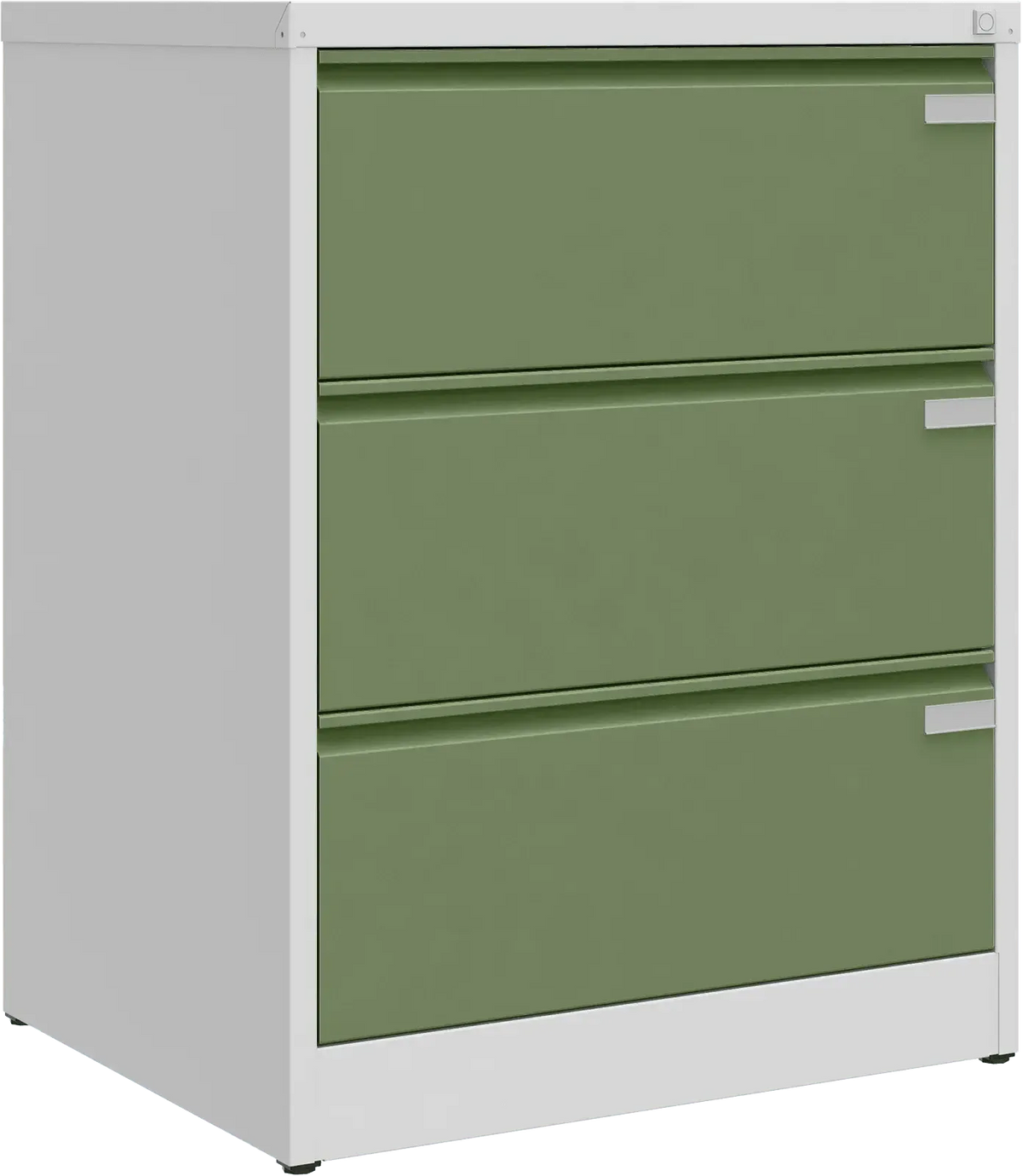 Metalinė kartotekos spinta Archive, 1007x775x633 mm, A4 formatui – šviesiai pilka / žalia