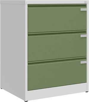 Metalinė kartotekos spinta Archive, 1007x775x633 mm, A4 formatui – šviesiai pilka / žalia