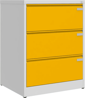 Metalinė kartotekos spinta Archive, 1007x775x633 mm, A4 formatui – šviesiai pilka / geltona