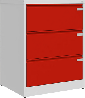 Metalinė kartotekos spinta Archive, 1007x775x633 mm, A4 formatui – šviesiai pilka / raudona