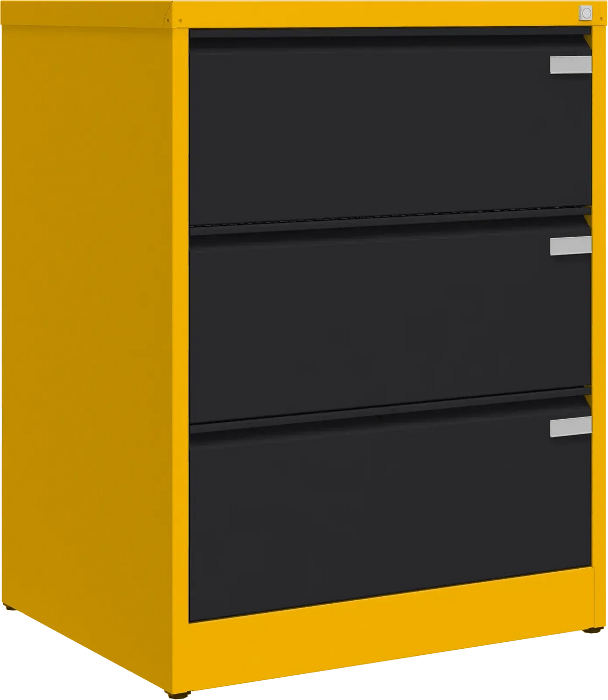 Metalinė kartotekos spinta Archive, 1007x775x633 mm, A4 formatui – geltona / juoda