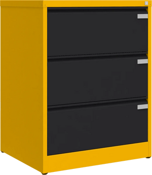 Metalinė kartotekos spinta Archive, 1007x775x633 mm, A4 formatui – geltona / juoda