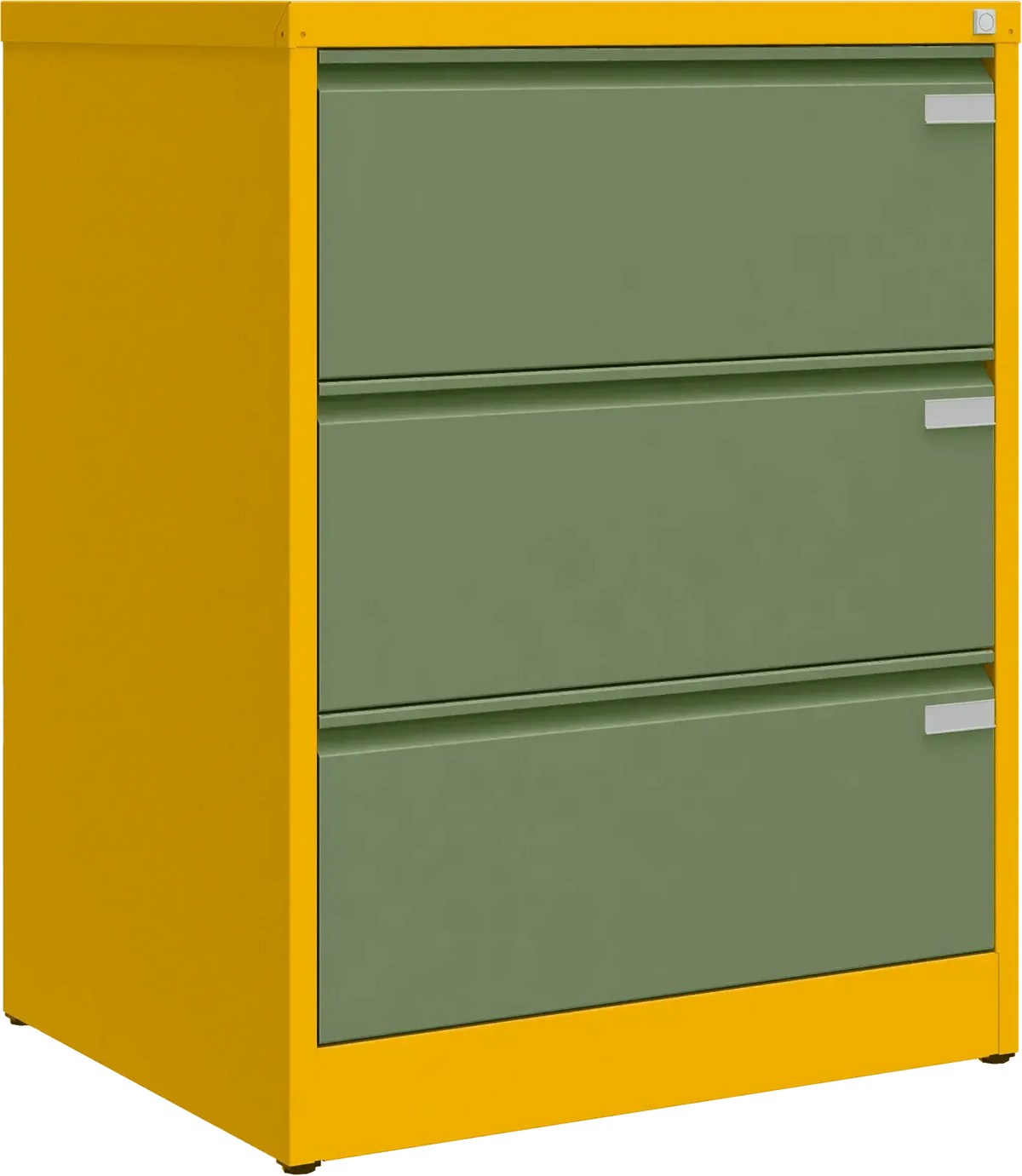 Metalinė kartotekos spinta Archive, 1007x775x633 mm, A4 formatui – geltona / žalia