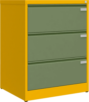 Metalinė kartotekos spinta Archive, 1007x775x633 mm, A4 formatui – geltona / žalia