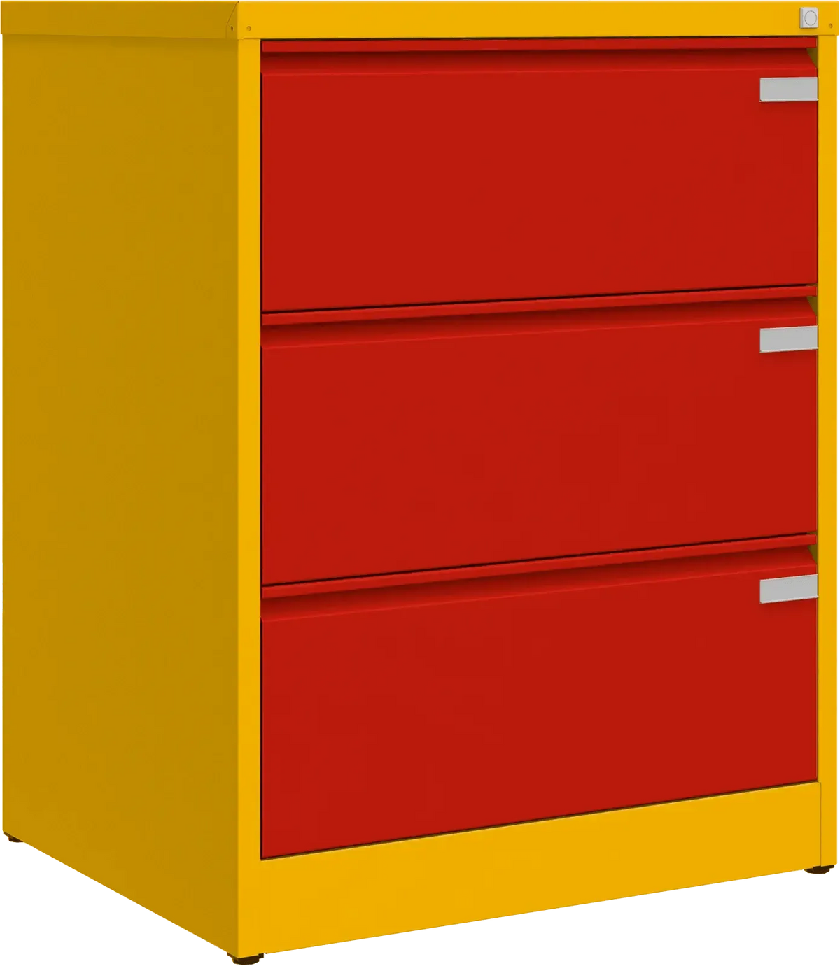 Metalinė kartotekos spinta Archive, 1007x775x633 mm, A4 formatui – geltona / raudona