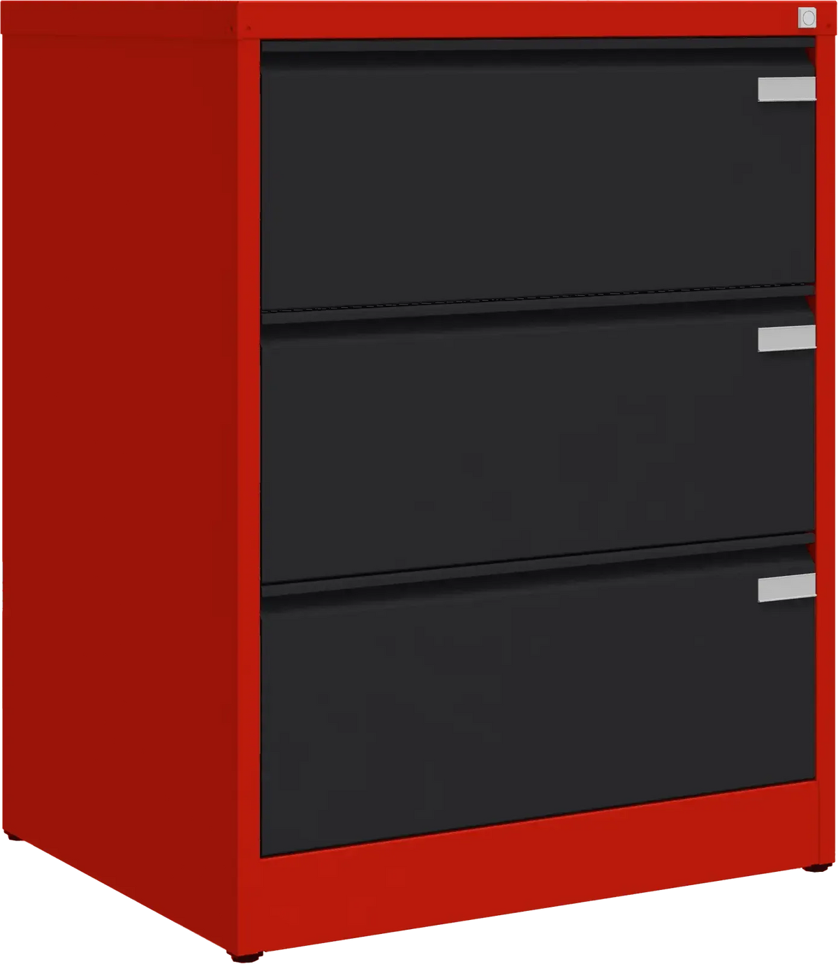 Metalinė kartotekos spinta Archive, 1007x775x633 mm, A4 formatui – raudona / juoda