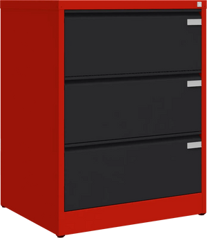 Metalinė kartotekos spinta Archive, 1007x775x633 mm, A4 formatui – raudona / juoda