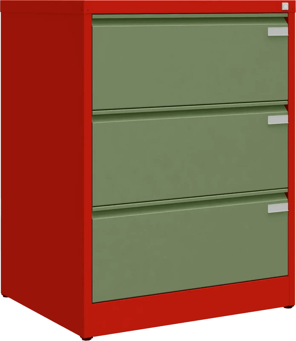 Metalinė kartotekos spinta Archive, 1007x775x633 mm, A4 formatui – raudona / žalia