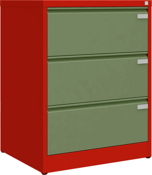 Metalinė kartotekos spinta Archive, 1007x775x633 mm, A4 formatui – raudona / žalia