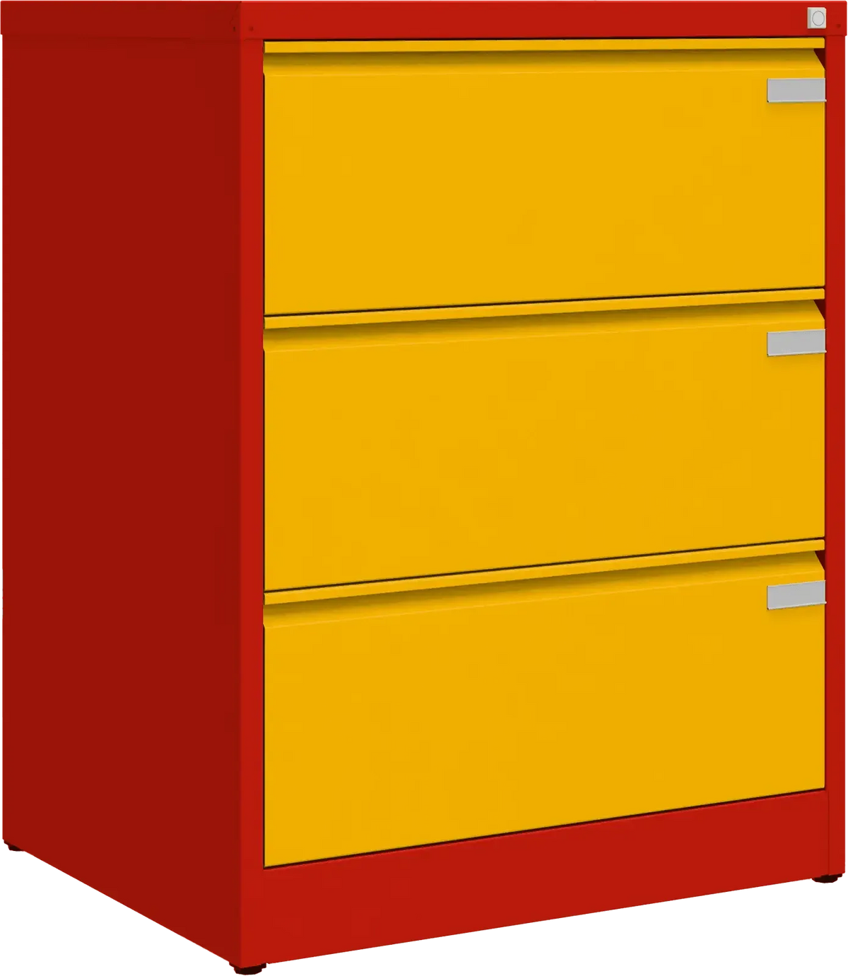 Metalinė kartotekos spinta Archive, 1007x775x633 mm, A4 formatui – raudona / geltona