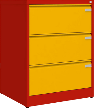 Metalinė kartotekos spinta Archive, 1007x775x633 mm, A4 formatui – raudona / geltona