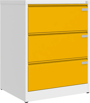 Metalinė kartotekos spinta Archive, 1007x775x633 mm, A4 formatui – balta / geltona