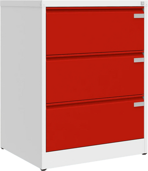 Metalinė kartotekos spinta Archive, 1007x775x633 mm, A4 formatui – balta / raudona