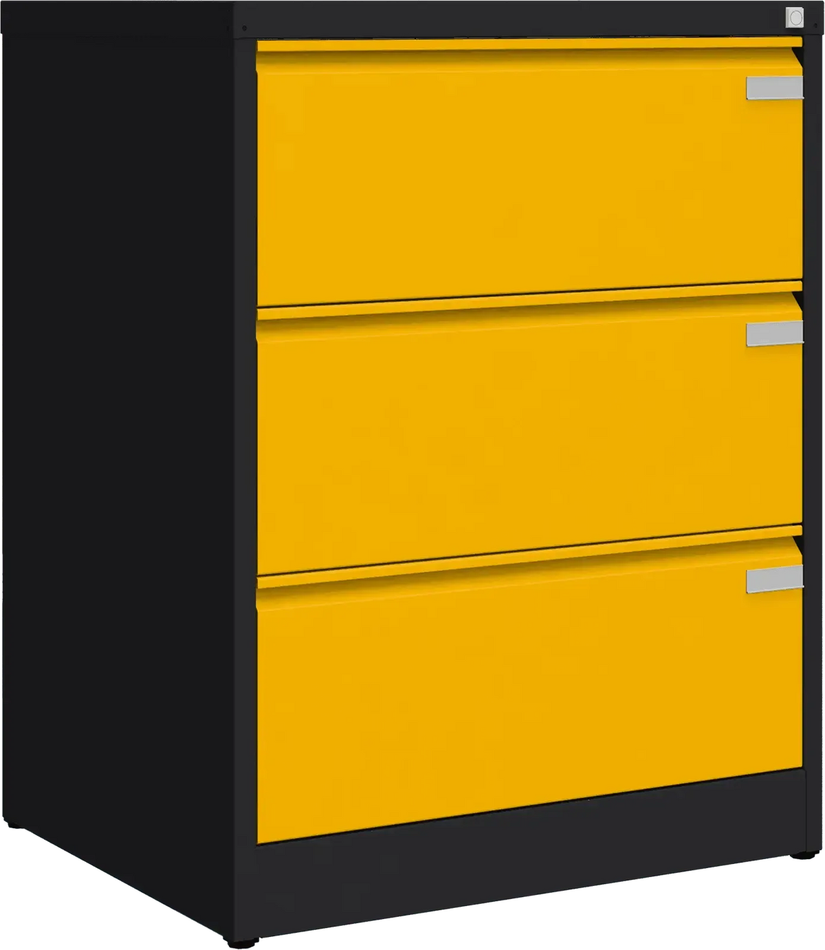 Metalinė kartotekos spinta Archive, 1007x775x633 mm, A4 formatui – juoda / geltona