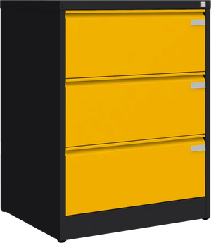 Metalinė kartotekos spinta Archive, 1007x775x633 mm, A4 formatui – juoda / geltona