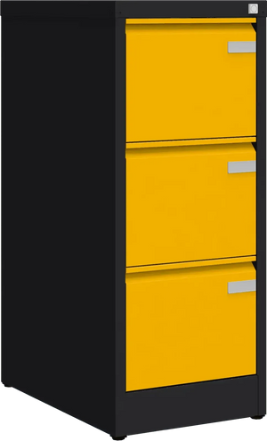 Metalinė dokumentų spinta Archive, 1008x415x633 mm, A4 formatui – juoda / geltona