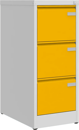 Metalinė dokumentų spinta Archive, 1008x415x633 mm, A4 formatui – šviesiai pilka / geltona