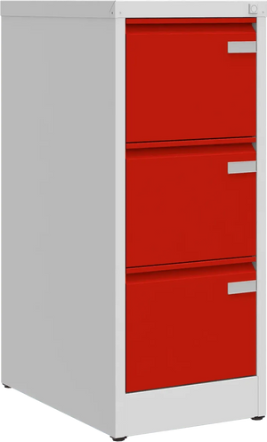 Metalinė dokumentų spinta Archive, 1008x415x633 mm, A4 formatui – šviesiai pilka / raudona