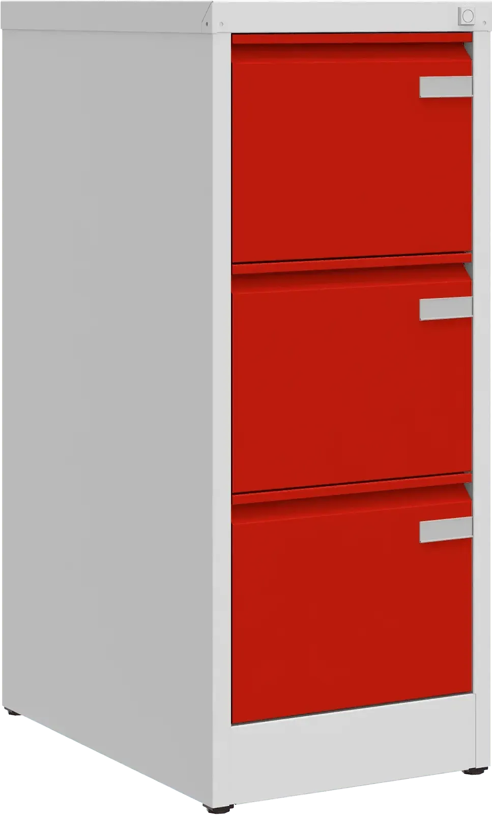 Metalinė dokumentų spinta Archive, 1008x415x633 mm, A4 formatui – šviesiai pilka / raudona