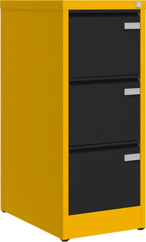 Metalinė dokumentų spinta Archive, 1008x415x633 mm, A4 formatui – geltona / juoda