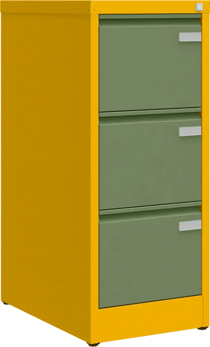 Metalinė dokumentų spinta Archive, 1008x415x633 mm, A4 formatui – geltona / žalia