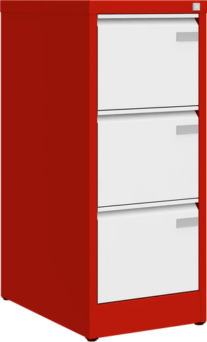 Metalinė dokumentų spinta Archive, 1008x415x633 mm, A4 formatui – raudona / balta