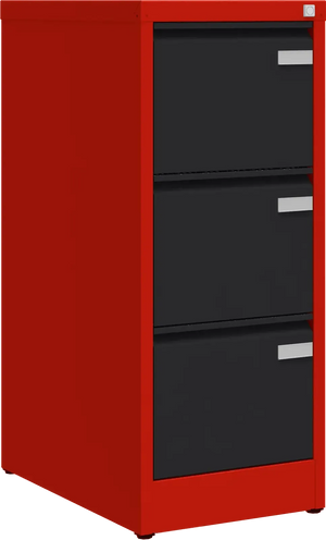 Metalinė dokumentų spinta Archive, 1008x415x633 mm, A4 formatui – raudona / juoda
