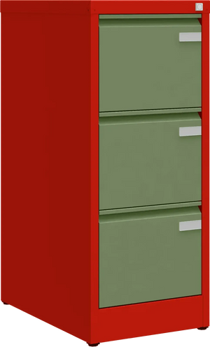 Metalinė dokumentų spinta Archive, 1008x415x633 mm, A4 formatui – raudona / žalia