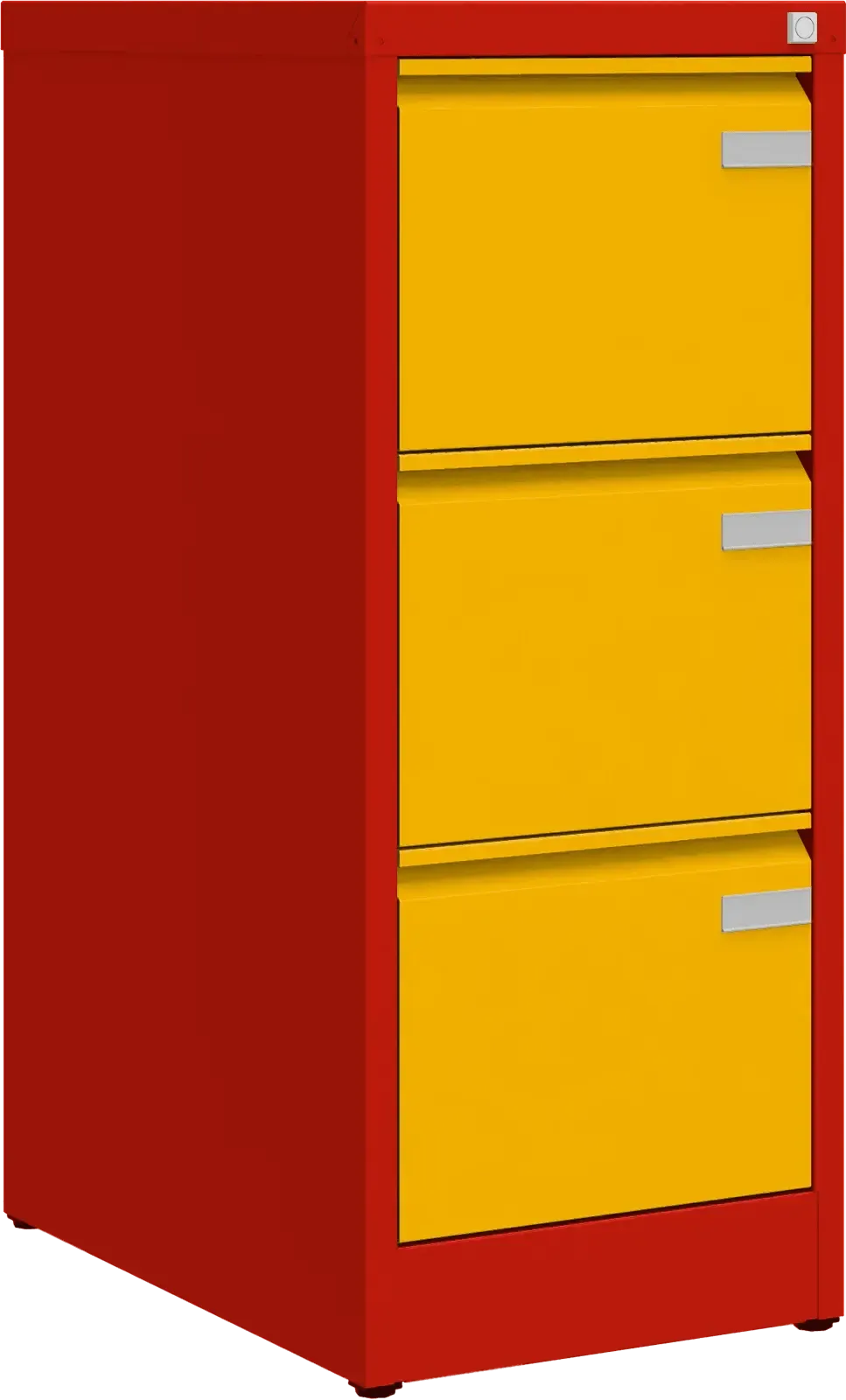 Metalinė dokumentų spinta Archive, 1008x415x633 mm, A4 formatui – raudona / geltona