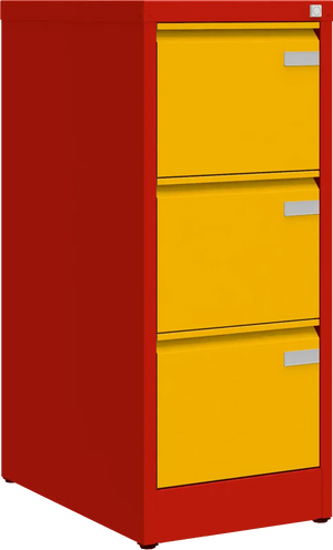 Metalinė dokumentų spinta Archive, 1008x415x633 mm, A4 formatui – raudona / geltona