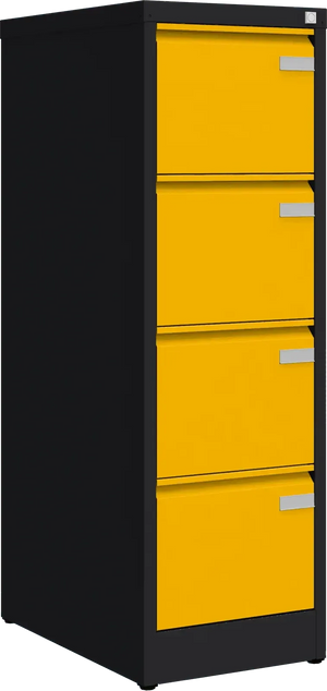 Metalinė dokumentų spinta Archive, 1292x415x633 mm, A4 formatui – juoda / geltona