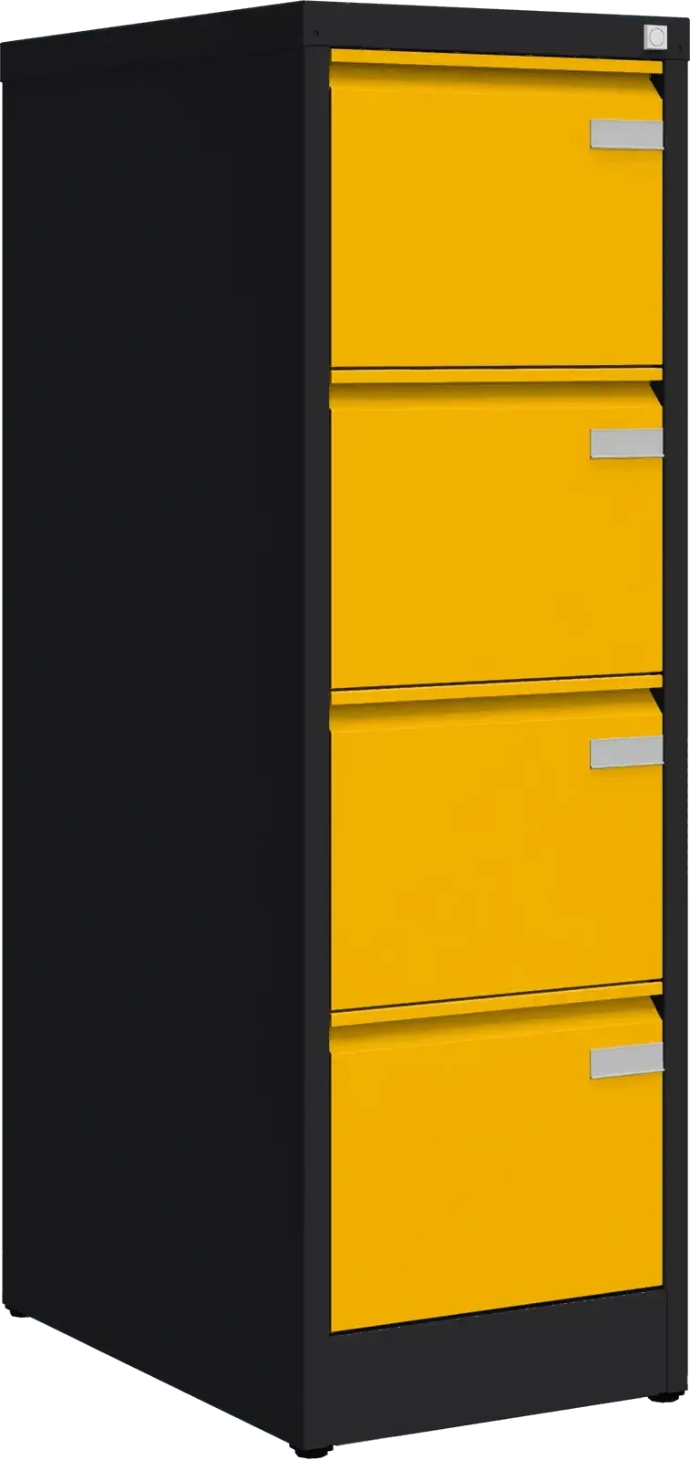 Metalinė dokumentų spinta Archive, 1292x415x633 mm, A4 formatui – juoda / geltona