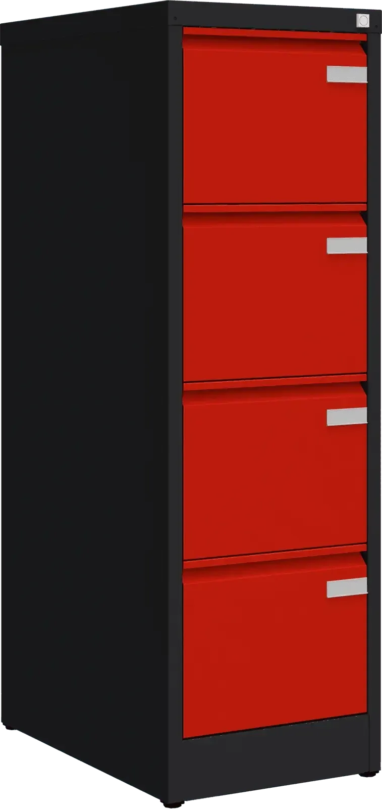 Metalinė dokumentų spinta Archive, 1292x415x633 mm, A4 formatui – juoda / raudona